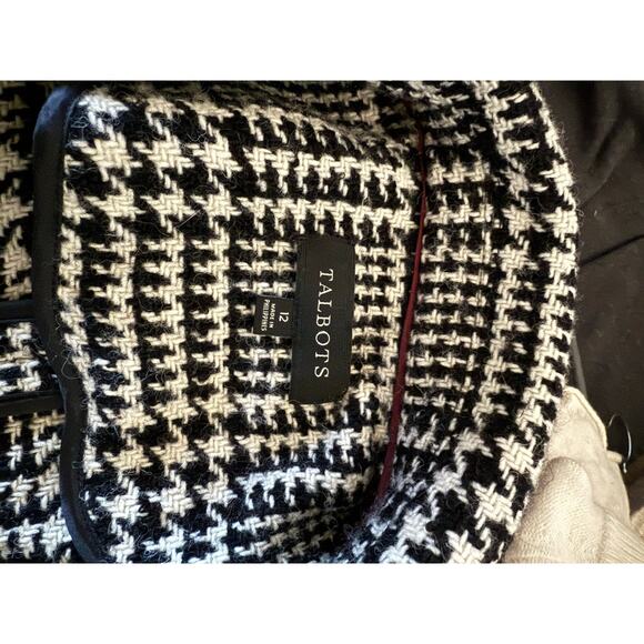 Talbots wool blazer jacket black white houndstooth 12 - Picture 4 of 8